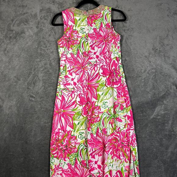 Lily Pulitzer Women's 0 V-Neck Colorful Printed Maxi Dress Preppy Atsy - Picture 6 of 13